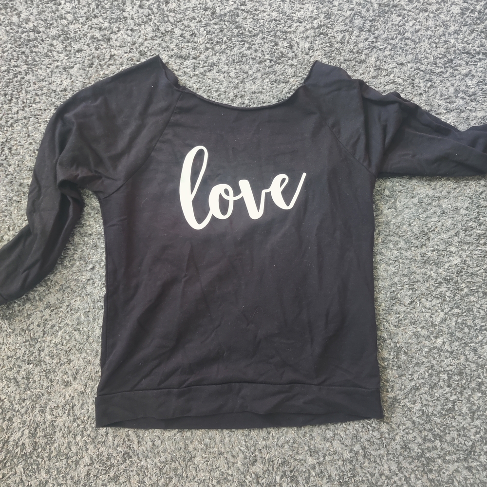 Off The Shoulder Love Print Sweatshirt